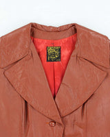 Vintage Women's 70's Gas Town Ltd Double Breasted Leather Trench Coat - M