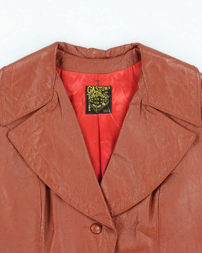 Vintage Women's 70's Gas Town Ltd Double Breasted Leather Trench Coat - M
