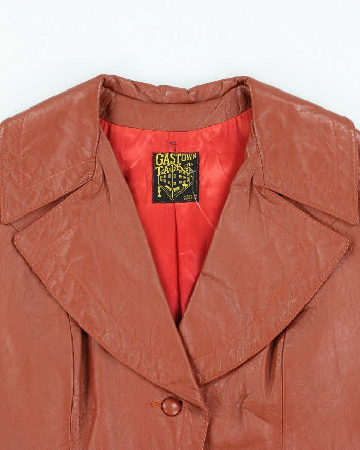 Vintage Women's 70's Gas Town Ltd Double Breasted Leather Trench Coat - M