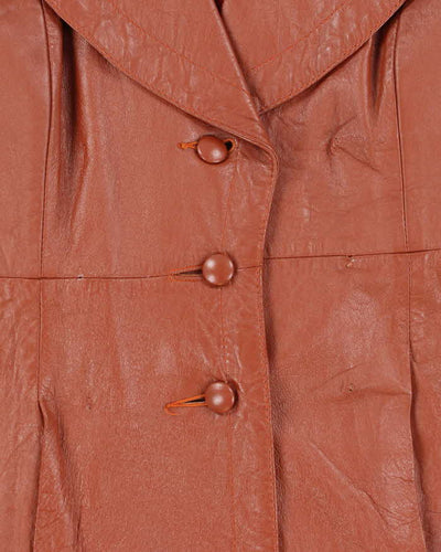 Vintage Women's 70's Gas Town Ltd Double Breasted Leather Trench Coat - M