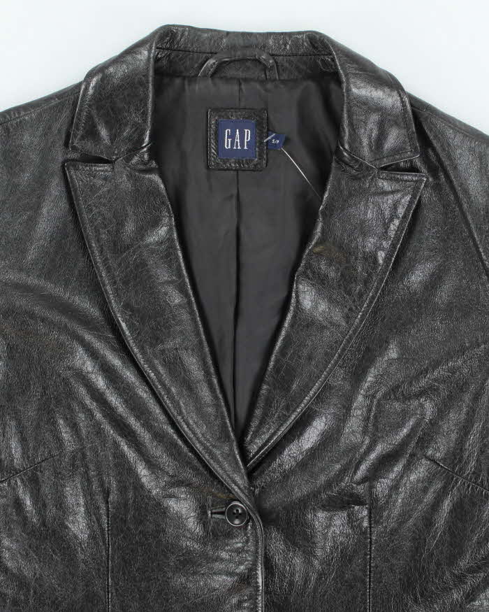 Vintage Women's Y2K GAP Double Breasted Leather Blazer - S