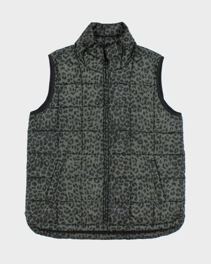 Vintage Y2k 00s Gap Leopard Print Puffer Gilet - XL