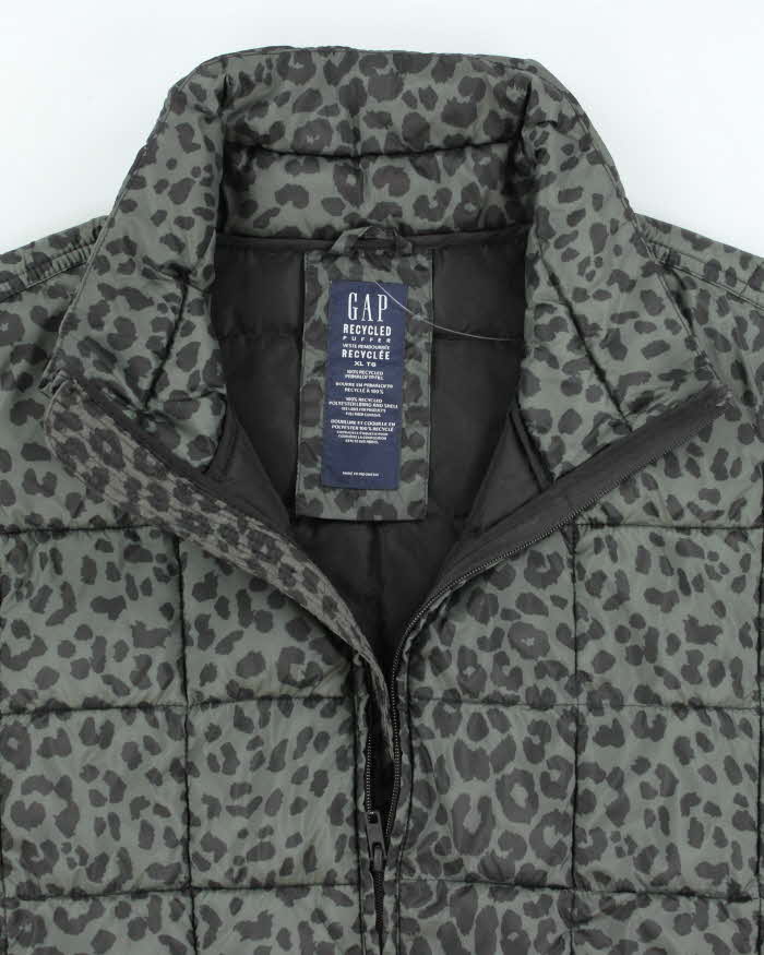 Vintage Y2k 00s Gap Leopard Print Puffer Gilet - XL
