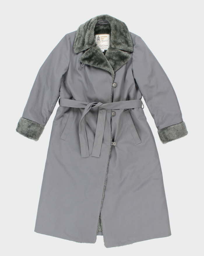 Vintage 80's Women's London Fog Faux Fur Lined Overcoat - M