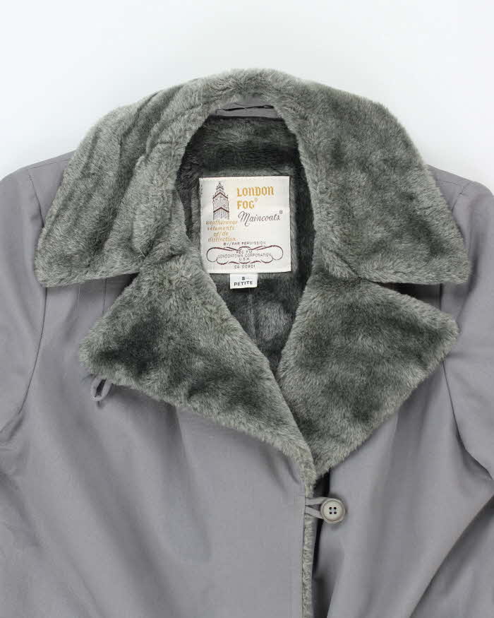 Vintage 80's Women's London Fog Faux Fur Lined Overcoat - M