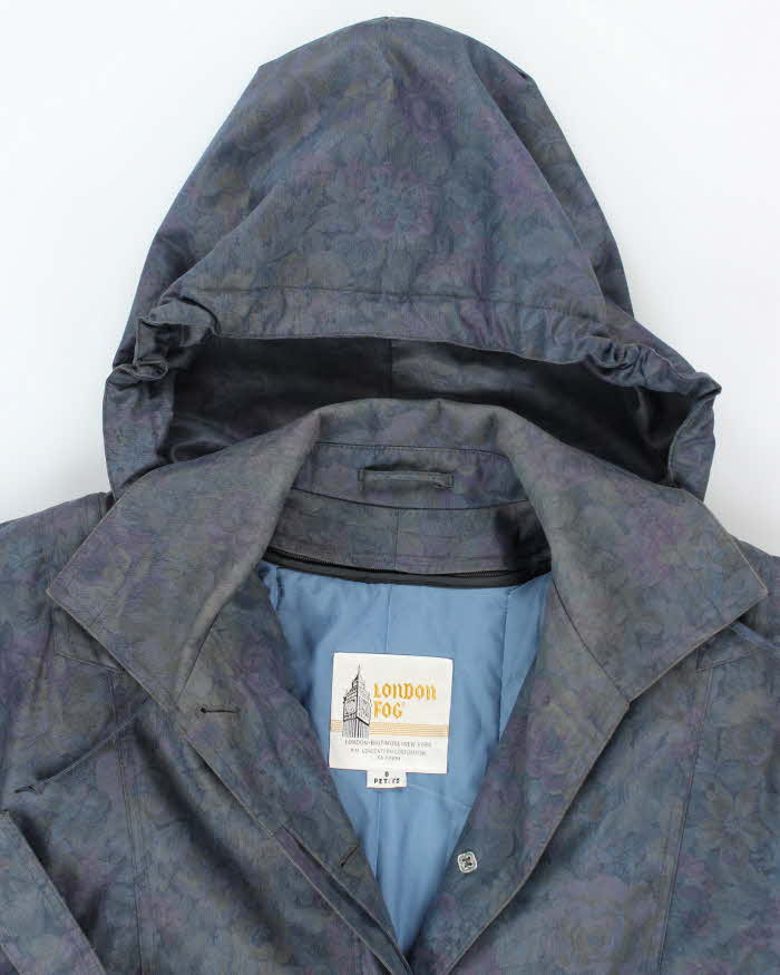 Vintage 90's Women's London Fog Foral Heavyweight Hooded Overcoat - M