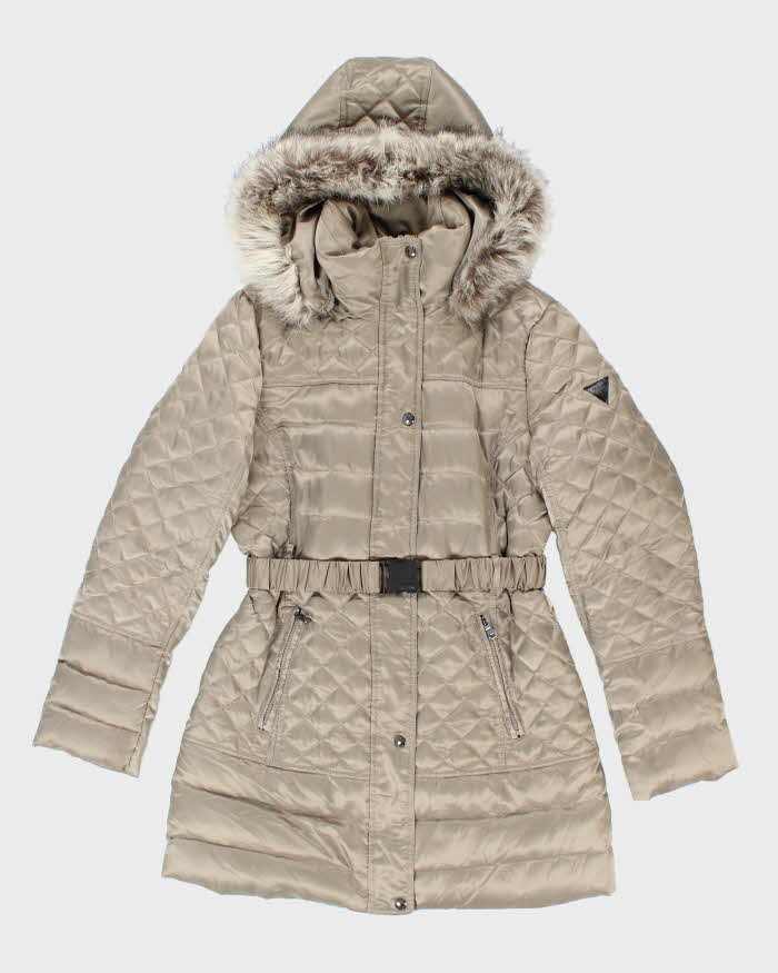 Vintage Women's Y2K Guess Fur Collar Insulated Parka Jacket - M