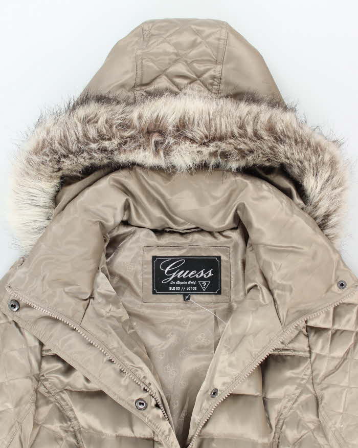 Vintage Women's Y2K Guess Fur Collar Insulated Parka Jacket - M