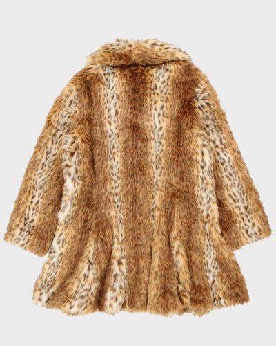 Vintage Y2k 00s International Concepts Faux Fur Animal Print Long Jacket - XL