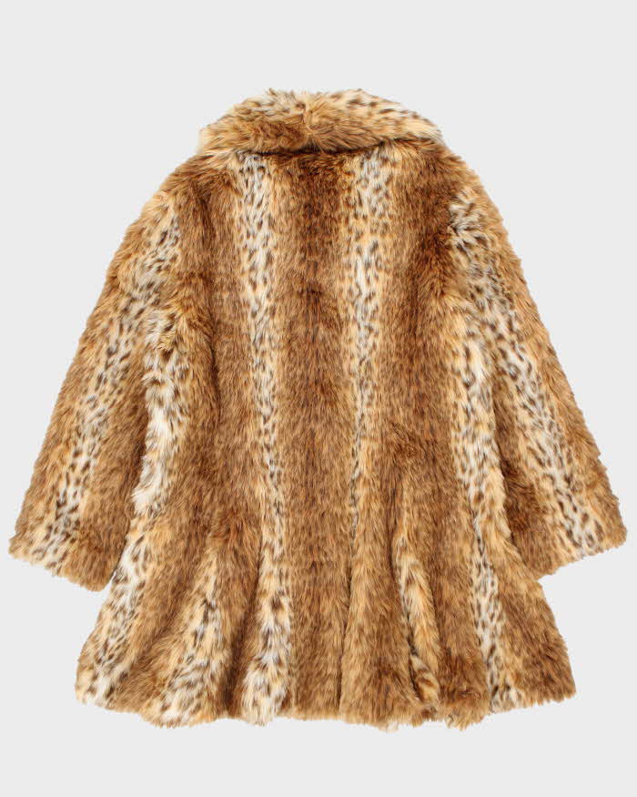Vintage Y2k 00s International Concepts Faux Fur Animal Print Long Jacket - XL