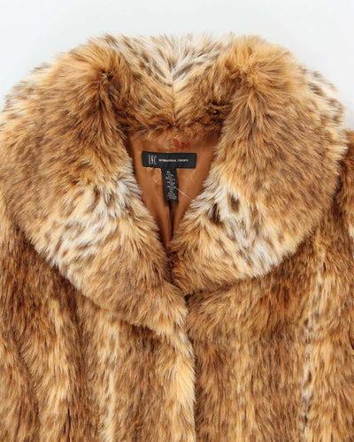 Vintage Y2k 00s International Concepts Faux Fur Animal Print Long Jacket - XL