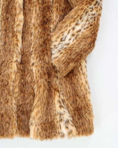 Vintage Y2k 00s International Concepts Faux Fur Animal Print Long Jacket - XL
