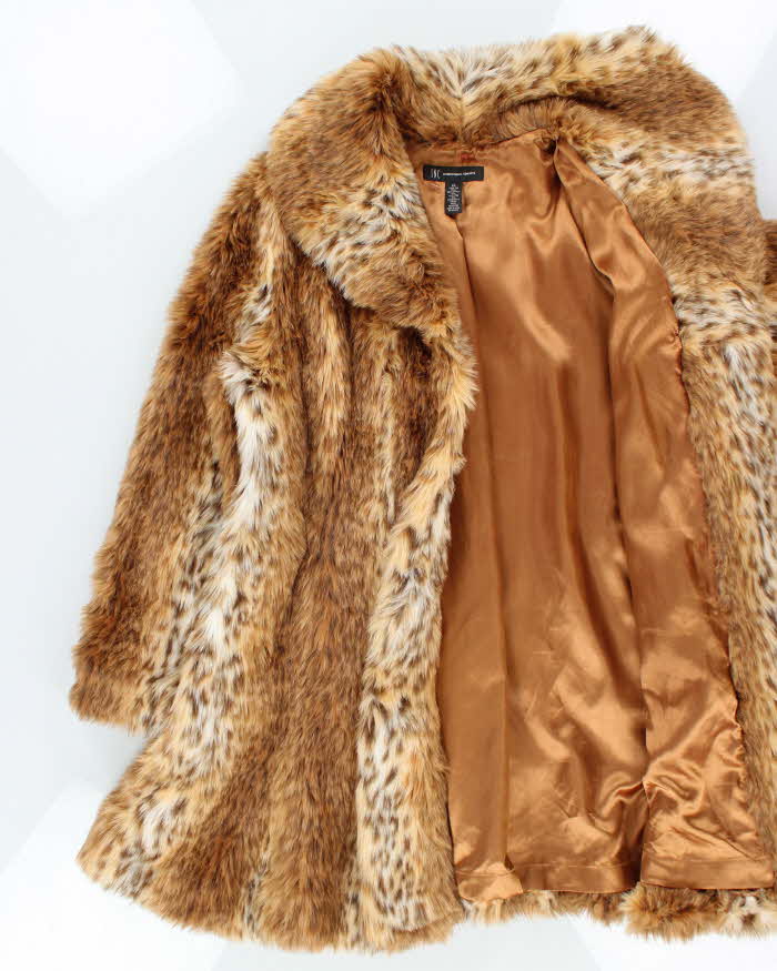 Vintage Y2k 00s International Concepts Faux Fur Animal Print Long Jacket - XL