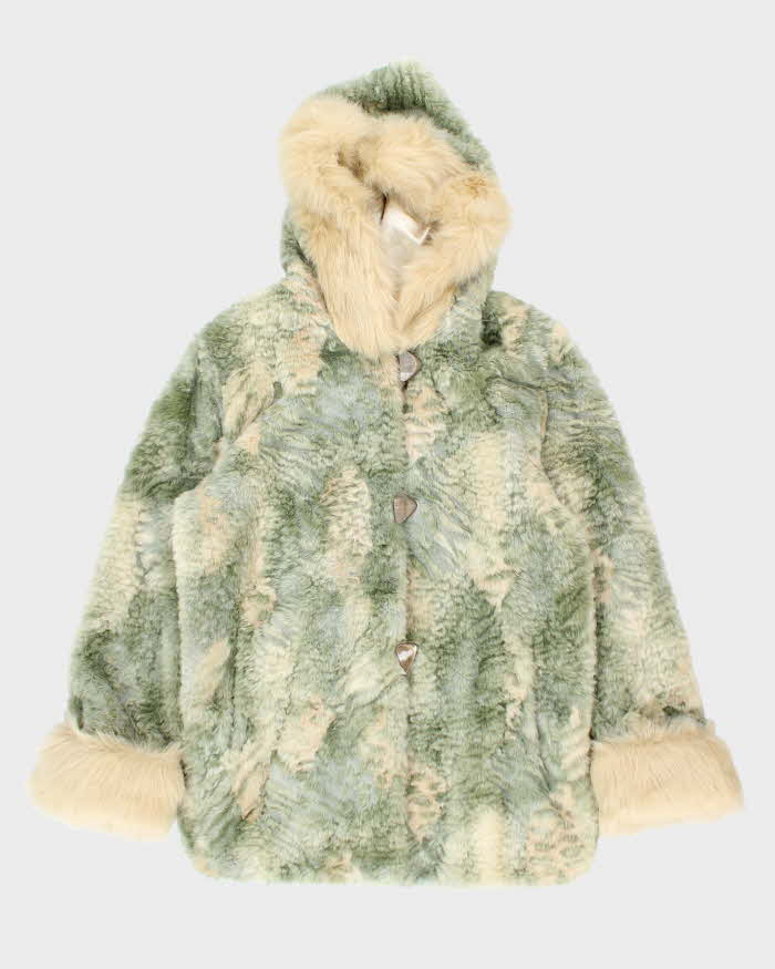 Vintage Nuage Hooded Faux Fur Jacket - M