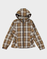 The North Face Brown Checked Hooded Lined Waterproof Jacket - S
