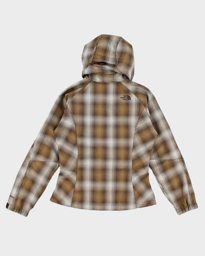 The North Face Brown Checked Hooded Lined Waterproof Jacket - S