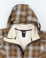 The North Face Brown Checked Hooded Lined Waterproof Jacket - S
