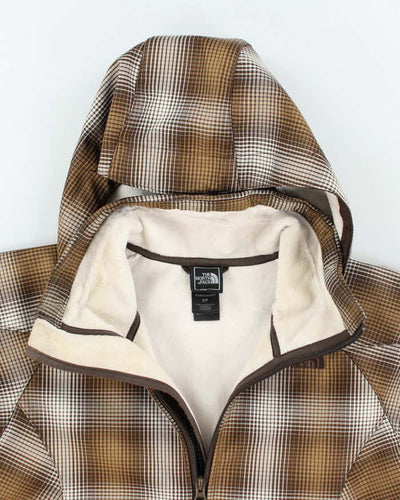 The North Face Brown Checked Hooded Lined Waterproof Jacket - S