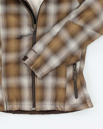 The North Face Brown Checked Hooded Lined Waterproof Jacket - S