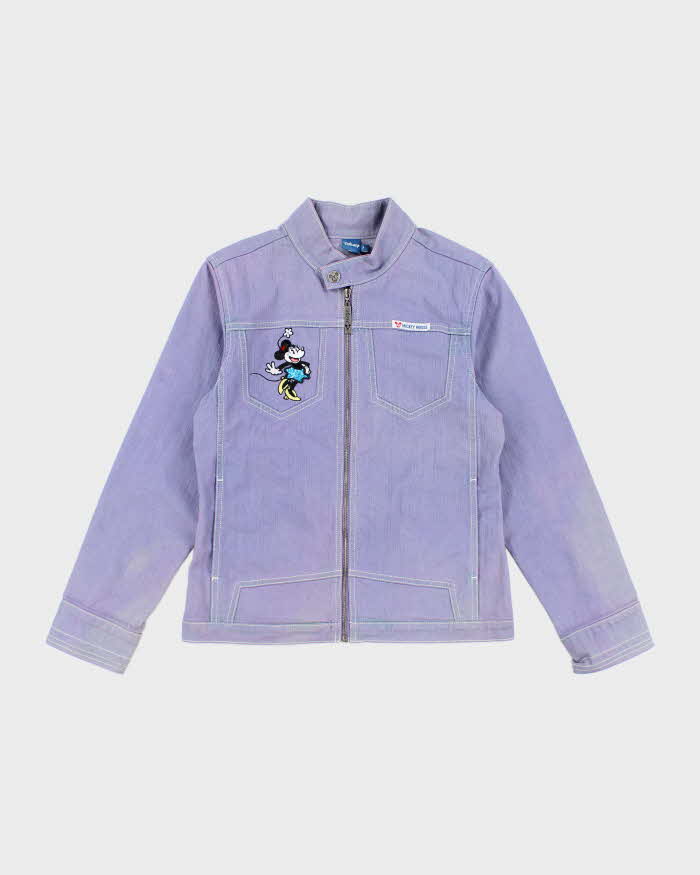 Vintage Y2k 00s Disney Mickey Mouse Lightweight Purple Denim Jacket - M
