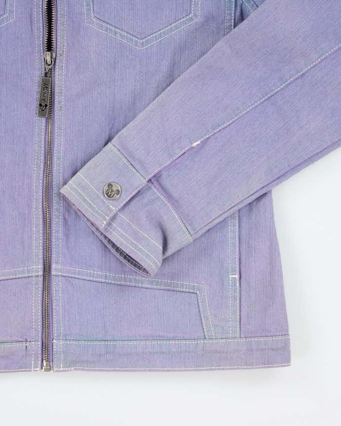 Vintage Y2k 00s Disney Mickey Mouse Lightweight Purple Denim Jacket - M