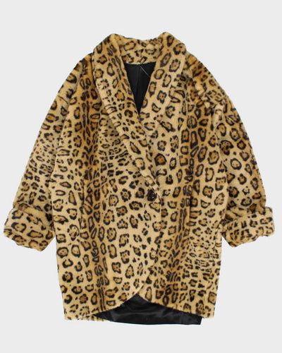 Vintage Brettons Leopard Print Faux Fur Coat - L