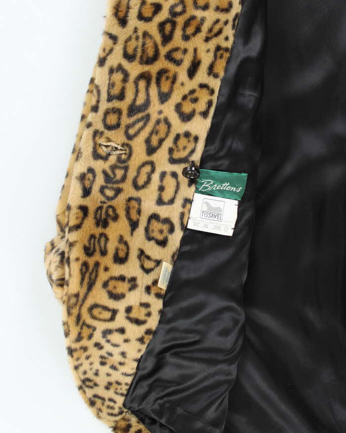Vintage Brettons Leopard Print Faux Fur Coat - L