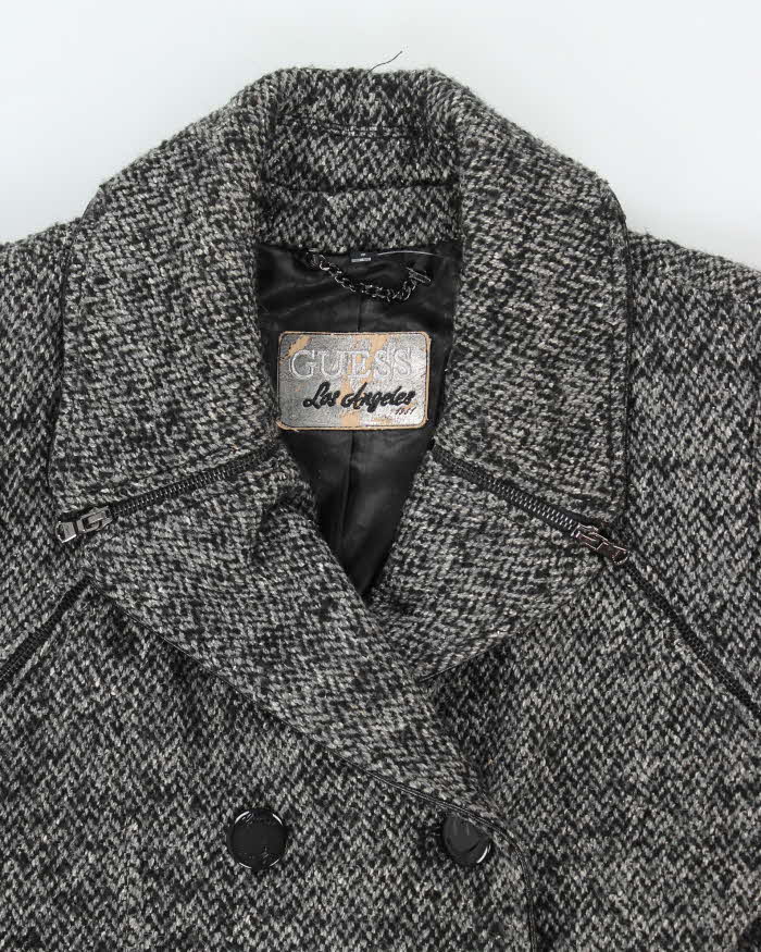 Vintage Y2k 00s Guess Wool &amp; Silk Blend Double Breasted Coat - S
