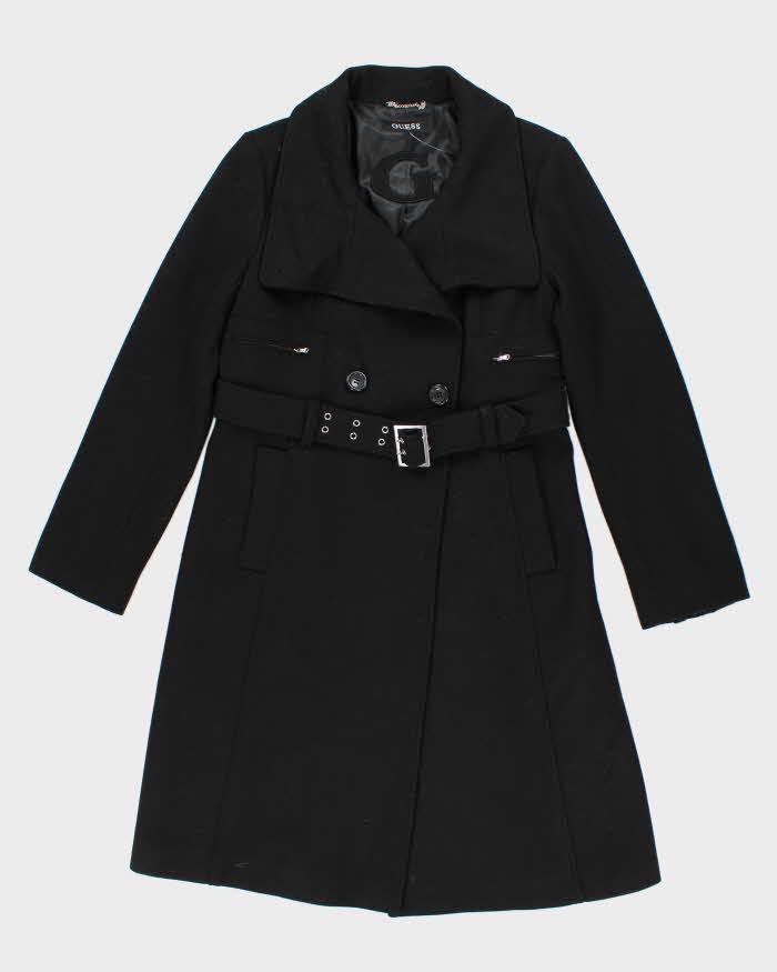 Vintage Y2k 00s Guess Wool Blend Double Breasted Coat - L