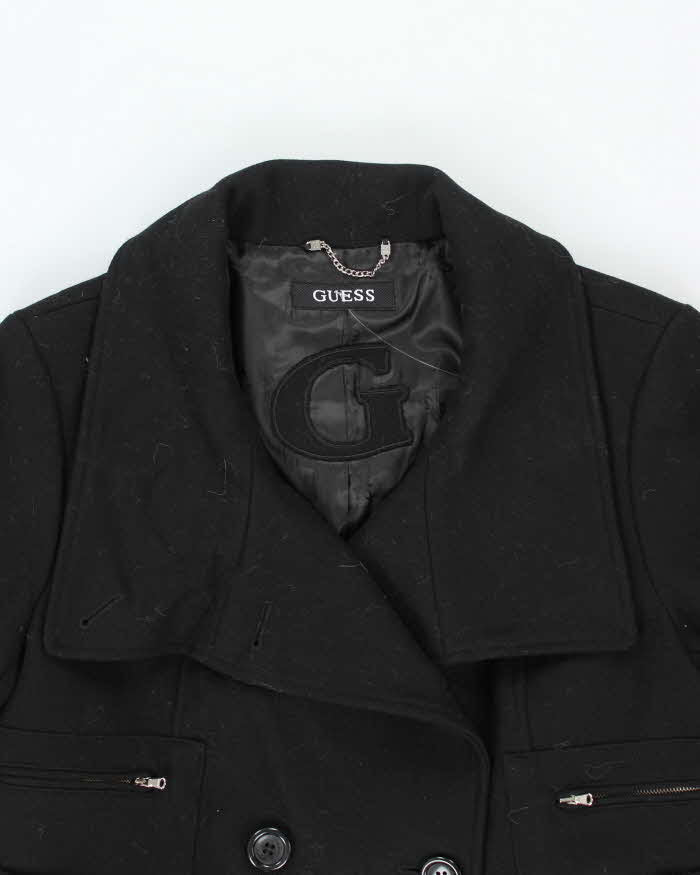 Vintage Y2k 00s Guess Wool Blend Double Breasted Coat - L