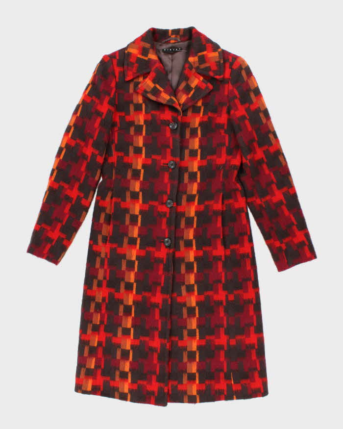 Vintage Sisley Multi Coloured Wool &amp; Mohair Blend Coat - S