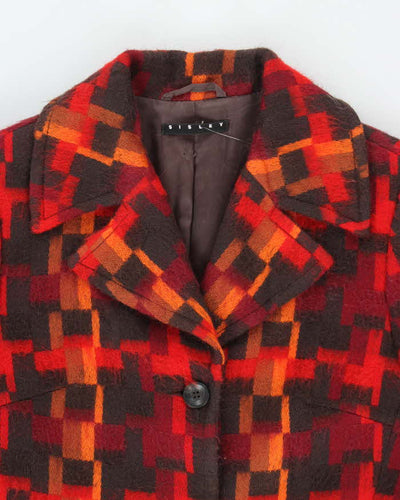 Vintage Sisley Multi Coloured Wool & Mohair Blend Coat - S