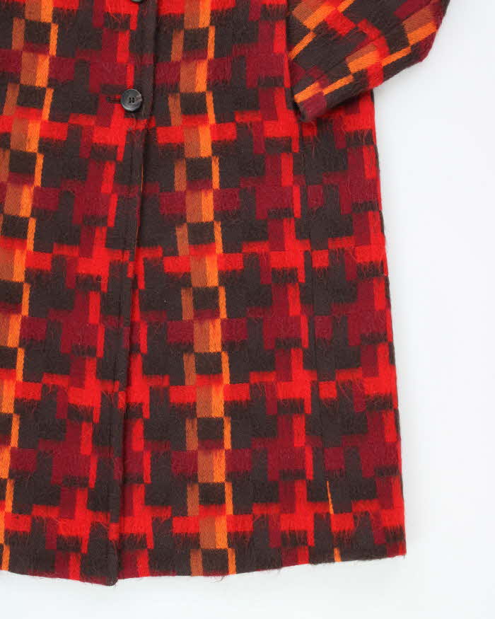 Vintage Sisley Multi Coloured Wool &amp; Mohair Blend Coat - S