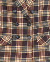 Vintage Pauline Wool Blend Double Breasted Checked Blazer Jacket - L