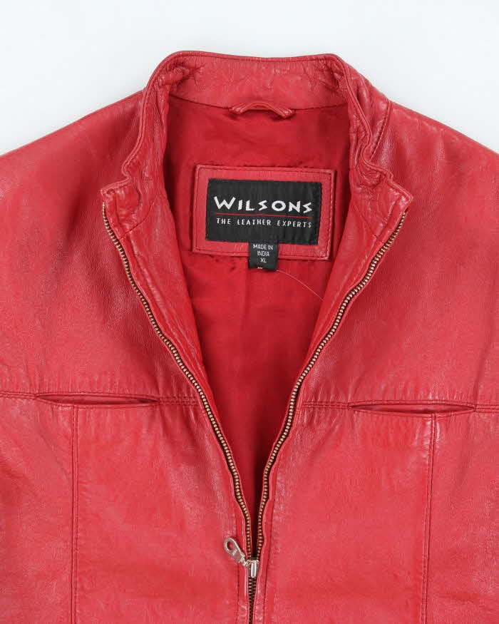 Vintage Y2k 00s Wilsons Red Leather Jacket - XL