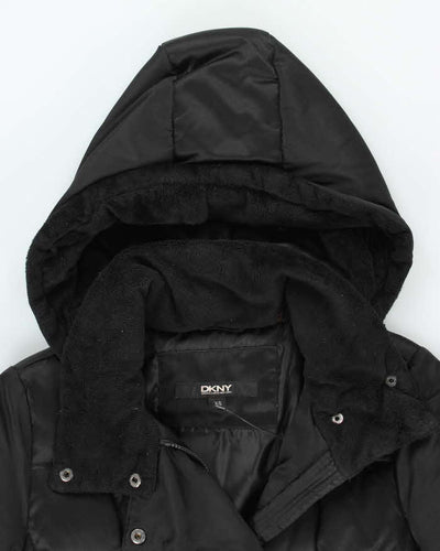 Vintage Y2k 00s DKNY Black Down Hooded Puffer Jacket - XS