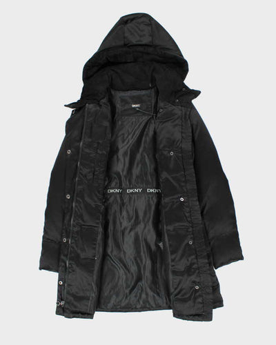 Vintage Y2k 00s DKNY Black Down Hooded Puffer Jacket - XS