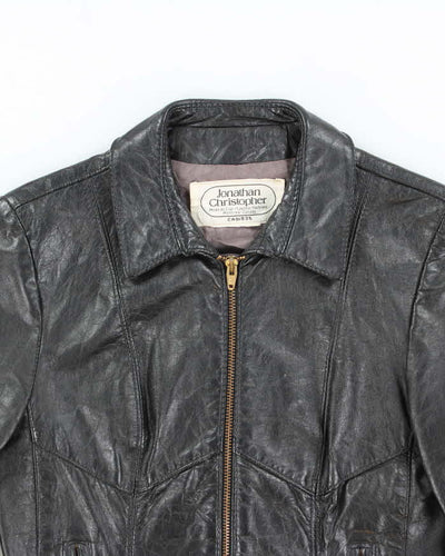 Vintage 80's Women's Jonathon Christopher Tapered Leather Biker Jacket - S