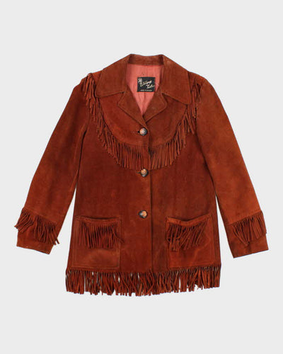 Vintage 80's Winnipeg Leather Fringe Button Up Suede Jacket - M