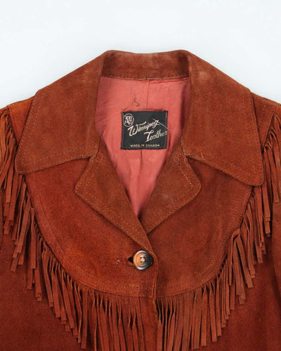Vintage 80's Winnipeg Leather Fringe Button Up Suede Jacket - M