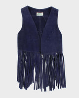 Vintage 80's Women's Western Style Suede Fringed Gilet - M