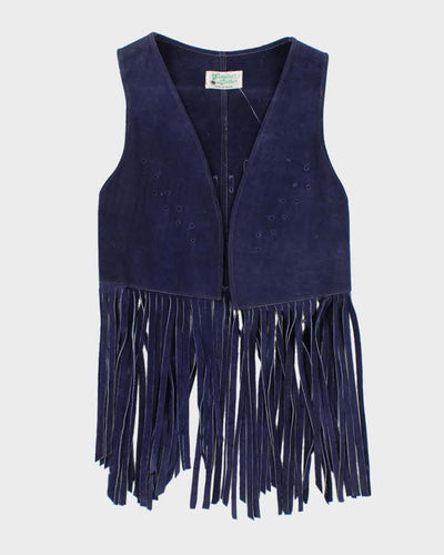 Vintage 80's Women's Western Style Suede Fringed Gilet - M