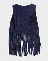 Vintage 80's Women's Western Style Suede Fringed Gilet - M