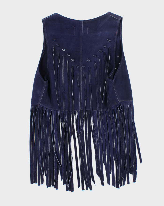 Vintage 80's Women's Western Style Suede Fringed Gilet - M