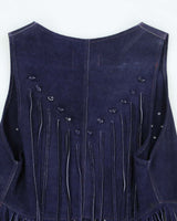 Vintage 80's Women's Western Style Suede Fringed Gilet - M