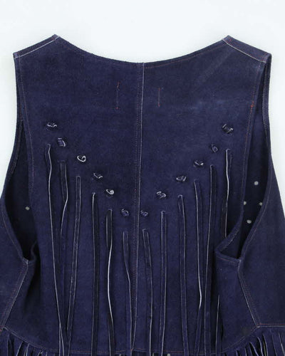 Vintage 80's Women's Western Style Suede Fringed Gilet - M