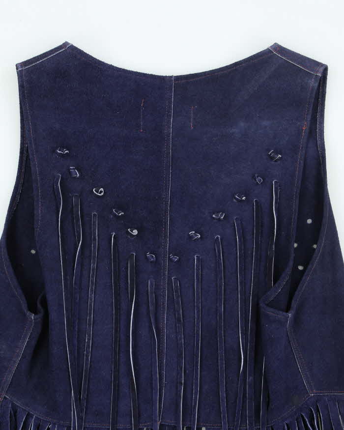Vintage 80's Women's Western Style Suede Fringed Gilet - M