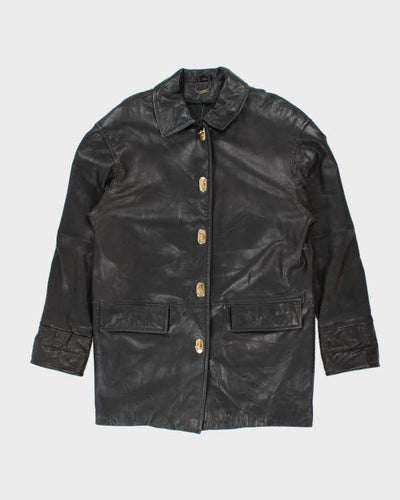 Vintage Danier Gold Clasp Black Leather Jacket -XXL
