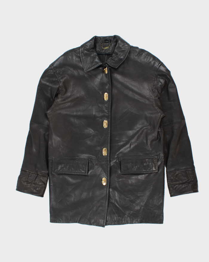 Vintage Danier Gold Clasp Black Leather Jacket -XXL