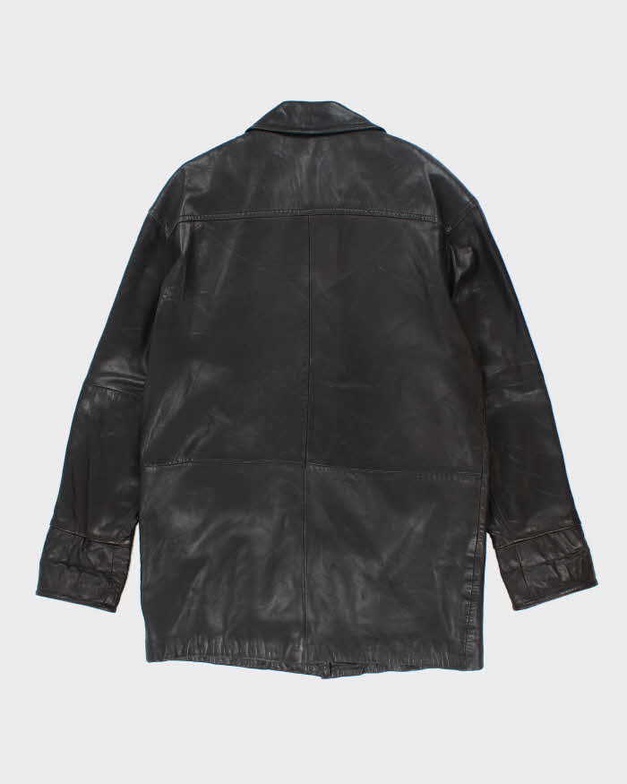 Vintage Danier Gold Clasp Black Leather Jacket -XXL